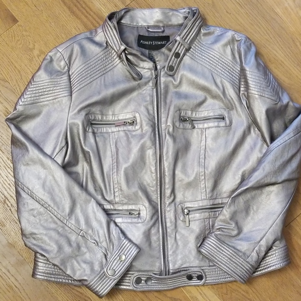 Metallic Faux Leather Jacket
